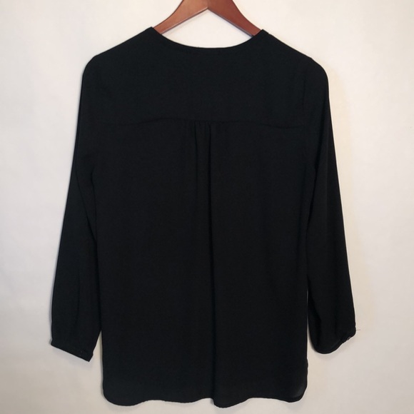 Pleione Black V-neck blouse szS - Picture 6 of 10